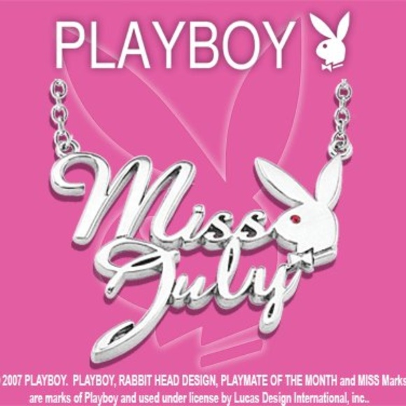 Playboy Necklace Miss July Silver Plated Bunny - Picture 1 of 8